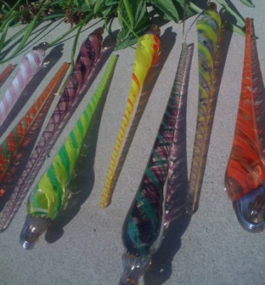 Assorted Colors Glass Icicle Ornaments